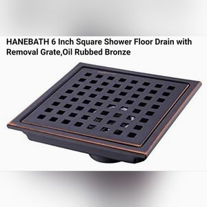 HANEBATH SQUARE SHOWER FLOOR DRAIN W/Removal Grate